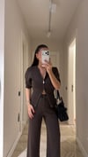 Kahve Çift Fermuarlı Marka Model Triko Takım
