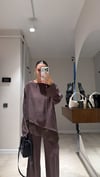 Kahve Dantel Detaylı Pantolon Takım