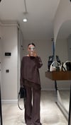 Kahve Dantel Detaylı Pantolon Takım