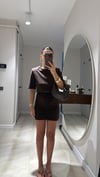 Kahve Drapeli Mini Etek 