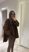 Kahve Düğmeli Atkılı Oversize Kazak 