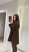 Kahve Düğmeli Atkılı Oversize Kazak 