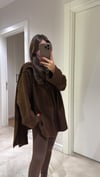 Kahve Düğmeli Atkılı Oversize Kazak 