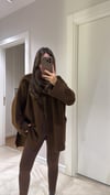 Kahve Düğmeli Atkılı Oversize Kazak 