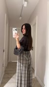Kahve Ekose Desen Şalvar Pantolon