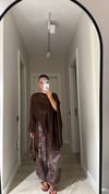 Kahve Etnik Desenli Paça Lastikli Şalvar Pantolon