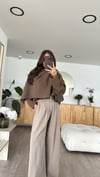 Kahve Fular Detaylı Tensel Bluz 