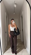 Kahve Geometrik Taşlı Bol Paça Marka Model Jean