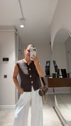 Kahve Gold Düğmeli Çelik Triko Yelek