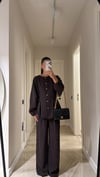 Kahve Gold Düğmeli Pensli Gömlek Takım