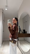 Kahve Gold Düğmeli Pileli Gömlek