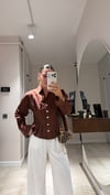 Kahve Gold Düğmeli Pileli Gömlek