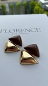 Kahve Gold Üçgen Dolgulu Küpe