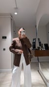 Kahve Hakim Yaka Tek Düğmeli Blazer Ceket