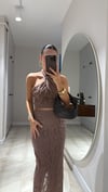 Kahve Halter Yaka Ajurlu Etek Takım