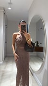 Kahve Halter Yaka Ajurlu Etek Takım