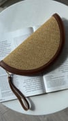 Kahve Hasır Yarım Ay Clutch Çanta