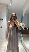 Kahve İp Askılı Bol Kesim Elbise