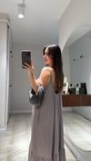 Kahve İp Askılı Bol Kesim Elbise