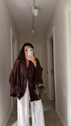Kahve İp Bağcıklı Brodeli Gömlek