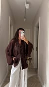 Kahve İp Bağcıklı Brodeli Gömlek