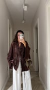 Kahve İp Bağcıklı Brodeli Gömlek