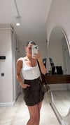 Kahve Kanguru Cepli Mini Etek 