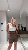 Kahve Kemerli Keten Şort