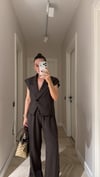 Kahve Kendinden Çizgili Kolsuz Marka Model Takım