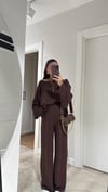 Kahve Kesik Detaylı Sweat Modal Takım