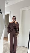 Kahve Kesik Detaylı Sweat Modal Takım