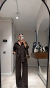 Kahve Kısa Kol Tek Cepli Pantolon Takım