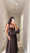 Kahve Korse Detaylı Fırfırlı Bluz 