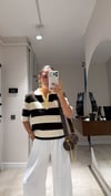 Kahve Krem Çizgili Polo Yaka Triko Tişört