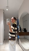 Kahve Krem Çizgili Polo Yaka Triko Tişört