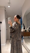 Kahve Leoparlı Ön Cepli Oversize Gömlek