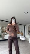 Kahve Madonna Yaka Büzgülü Bluz