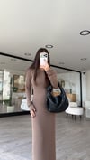 Kahve Modal Basic Uzun Elbise