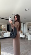 Kahve Modal Basic Uzun Elbise