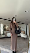 Kahve Modal Basic Uzun Elbise