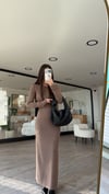 Kahve Modal Basic Uzun Elbise