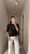 Kahve Ön Büzgü Detaylı Vatkalı Bluz