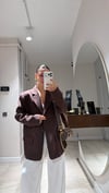 Kahve Ön Dikiş Detaylı Blazer Ceket 