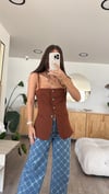 Kahve Ön Düğmeli İp Askılı Marka Model Yelek