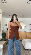 Kahve Ön Düğmeli İp Askılı Marka Model Yelek