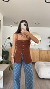 Kahve Ön Düğmeli İp Askılı Marka Model Yelek