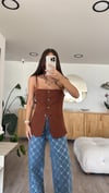 Kahve Ön Düğmeli İp Askılı Marka Model Yelek