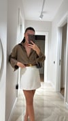 Kahve Ön Düğmeli Marka Model Keten Gömlek