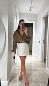 Kahve Ön Düğmeli Marka Model Keten Gömlek