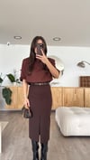 Kahve Ön Yırtmaçlı Midi Boy Marka Model Etek
